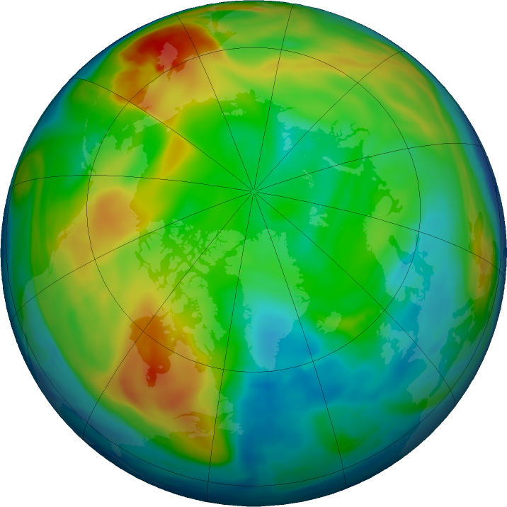 Arctic ozone map for 31 December 2016